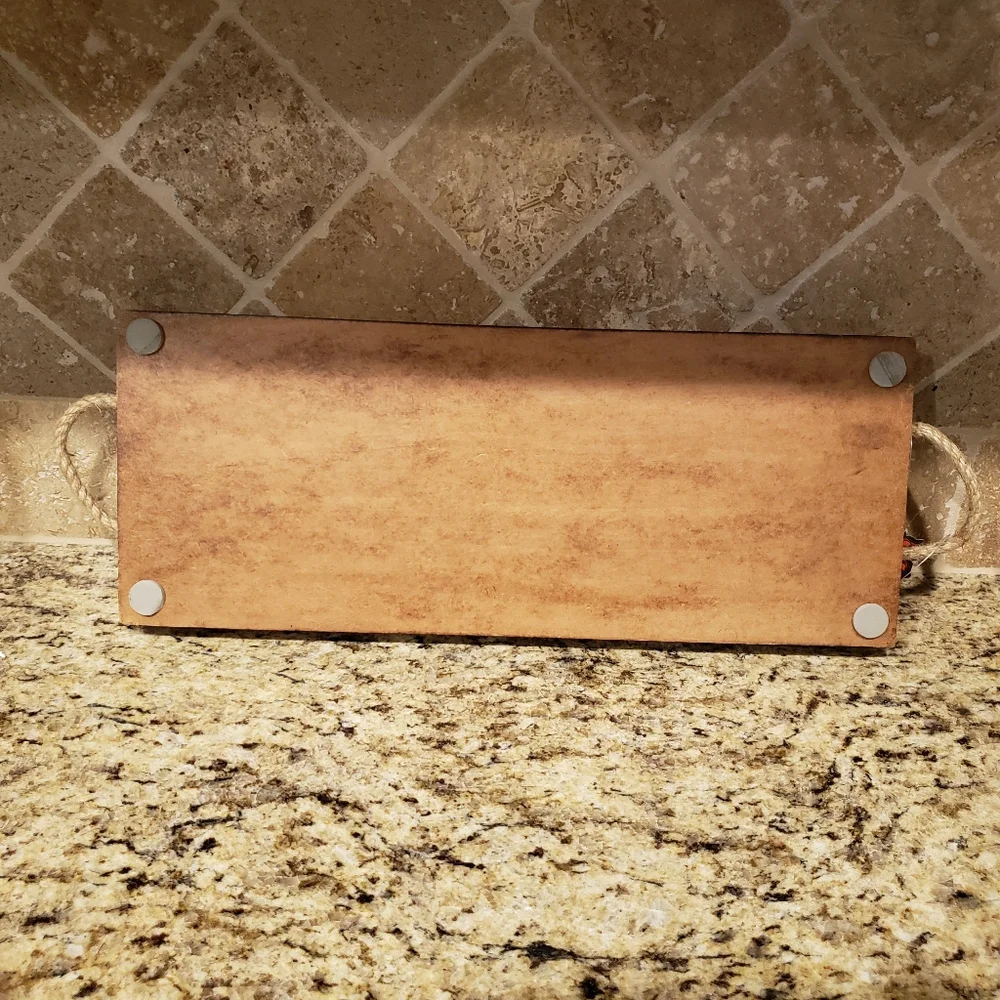 NWT Wooden Tray With Inlay Tiles, Handcrafted in India